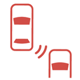 측방 및 후방근접 물체 경보 아이콘 (빨간색)